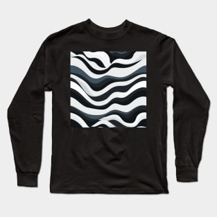 Monochrome Waves: Modern Abstract Ebb and Flow Long Sleeve T-Shirt